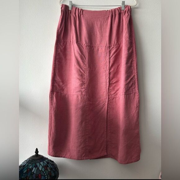 Vintage Angelheart Designs Art-to-Wear Lagenlook Linen Funky Skirt washed pink - Picture 9 of 10